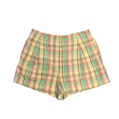 Pantalones Cortos Billabong a Cuadros Talla Pequeña Mujer’s Bolsillos Naranja Rosa Verde Foto 1 de 4