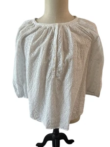 Blusa informal transpirable con botones blancos medianos con ojales de algodón Chaps para mujer - Imagen 1 de 10