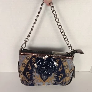 Sharif Woven Crossbody Bag Floral Brown & Navy Blue New - Picture 1 of 17