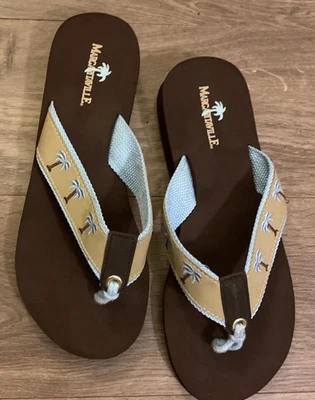 Margaritaville Nueva Chancla Breezy Mujer Cuero Marrón Talla Palmas 9.5/10? NwoT Foto 1 de 4