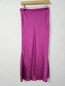 Free People Sweet Talker Maxi Skirt Medium Pink Satin Slip Side Slit 90s Y2K - Picture 1 of 8