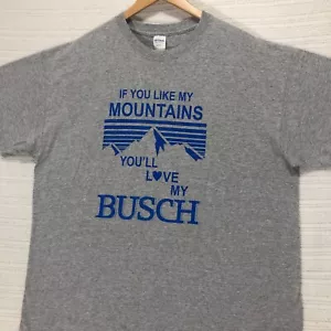 Maglietta grafica Busch Mountains maglietta amante della birra Gildan taglia XL - Foto 1 di 7