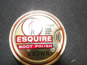 ESQUIRE BOOT POLISH  BROWN  FULL TIN  29 CENTS - Picture 1 of 4