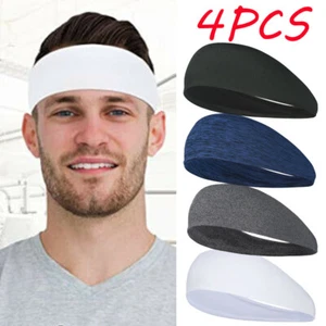 4x Running Headbands for Men Women Sweatbands Sports Sweat Bands Workout Fitness - Picture 1 of 13