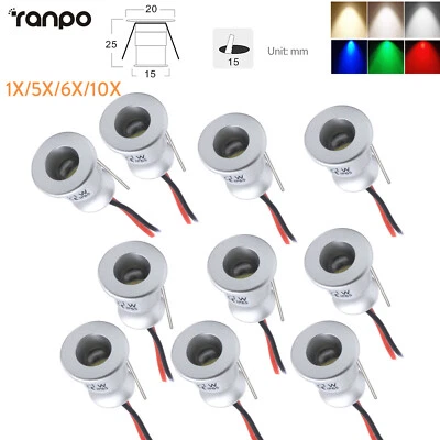 1W Mini LED Spotlight 12V Recessed Ceiling Light 15mm Cut Showcase Display Lamps - Image 1 of 4