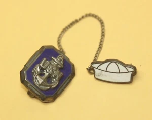 WWII US Navy Sweetheart Pin Sterling With Enameled Sailors Cap - Picture 1 of 3