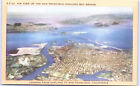 Postcard CA Aerial View of San Francisco - Oakland Bay Bridge and Surrounding K9
