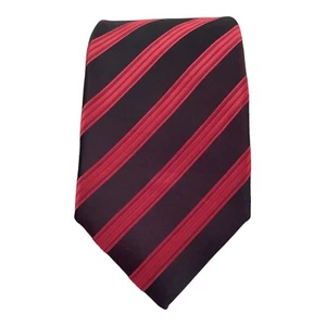 KITON NAPOLI 7Fold Red Black Striped Silk Tie Made In Italy 60"- 3.5" EX COND - Picture 1 of 7