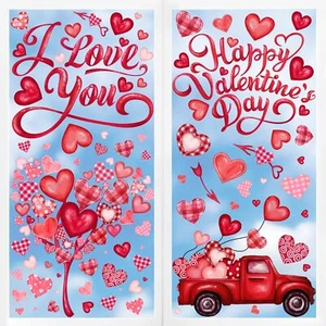 Valentine's Day Window Clings Hear Shape Window Glass Decals Party Decor - Picture 1 of 7
