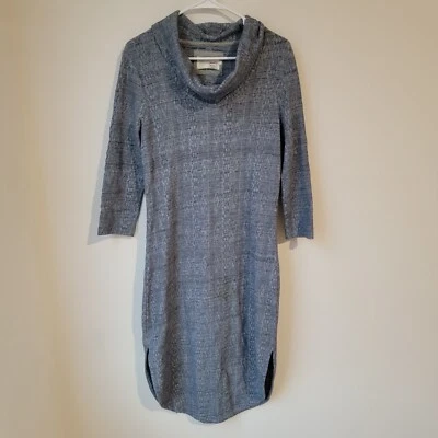 Vestido Suéter Midi Anthropologie Saturday Sunday Cuello Capucha Talla Pequeña Azul Boho Foto 1 de 4