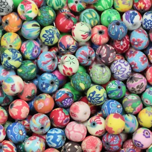 100pcs Mixed Polymer Clay Round Ball Loose Beads 6,8,10,12mm Wholesale - Picture 1 of 6