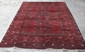 5'10 x 8'1 Hand knotted vintage afghan turkmen parda area rug, 5x8 persian rug - Picture 1 of 12