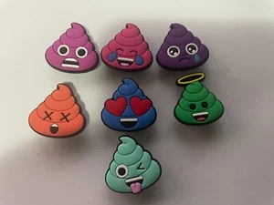 NEW 7x FUNNY EMOPJI POO SHAPES HEARTS SHOE CHARM CAKE TOPPER BRACELET 152W - Picture 1 of 9