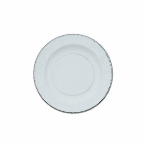 White Paper Dessert Plates With Silver Trim, 8 Ct., Party Supplies, 8 Pieces - Picture 1 of 1