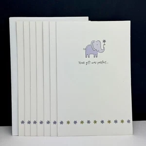 LOT OF 7 AMERICAN GREETINGS THANK YOU FOR GIFT Cards + Envelopes, Cute Elephant - Picture 1 of 5