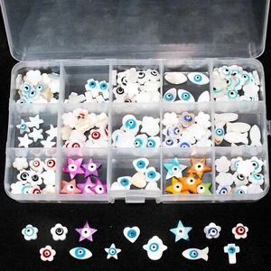 153pcs EVIL EYE freshwater shell beads in a storage box, mixed shapes & colours - Picture 1 of 5