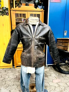 vintage 1959 US-BikerLederjacke HighwayMan XL Bobber Cruiser CafeRacer Oldtimer - Bild 1 von 8