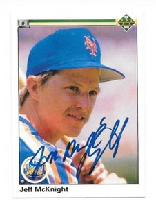 JEFF MCKNIGHT 1990 UPPER DECK AUTOGRAPHED SIGNED # 162 NEW YORK METS DECEASED
