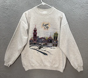 Vintage Hanes Sweatshirt Adult Large Gray Crewneck Kansas City MO 1990s Y2K - Picture 1 of 11