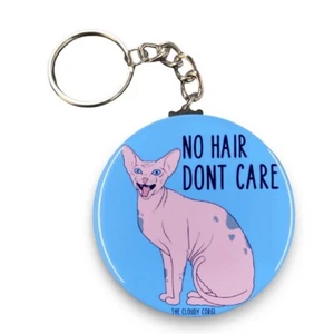 Sphynx Cat No Hair Keychain Handmade Retro Pet  Portrait Art Gift Accessory - Picture 1 of 15