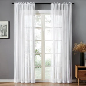 Gardinen Stores Vorhang Langstore Voile Transparent Ösenvorhänge Wohnzimme Deko - Bild 1 von 15