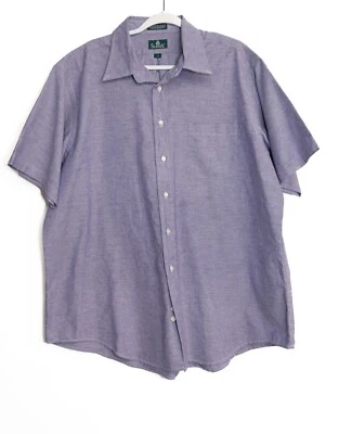 Camisa informal con botones de manga corta Surrey para hombre talla 18 mezcla de algodón púrpura Foto 1 de 4