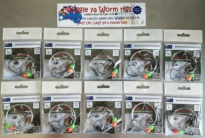 10x Hand Tied 60lb Snapper & Mulloway fishing rigs, 2 x Octopus circle 6/0 hooks - image 1 of 4