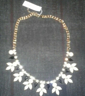 Susan Graver Style Necklace Color Gold White and Black with Box (B) - Image 1 of 4