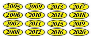 Pegatinas de año modelo ovalado de concesionario de automóviles EZ-Line pegatinas de parabrisas grandes negras - Imagen 1 de 2