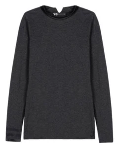 adidas Y-3 by Yohji Yamamoto Women's Black Long Sleeve Top Stretch COTTON Size M - Picture 1 of 5