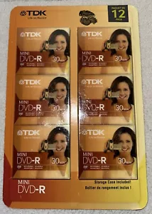 12 Pack TDK Mini DVD-R 30 Minute Video Disc with Hard Cases BRAND NEW - Picture 1 of 2
