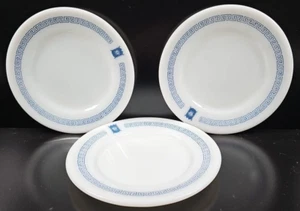 (3) Pyrex Bradford House Bread Plates Set Vintage Restaurant Ware Greek Key Lot - Picture 1 of 24