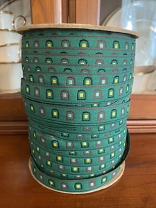 Vintage Beer-Stern Sewing Ribbon Trim Notions Green Mid Century Geometric 5/8" - Picture 1 of 4