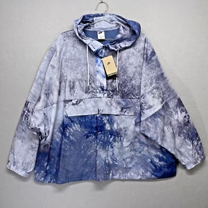 Nike Jacket Womens XLarge Blue Anorak Water Repellent Pullover Hood Splash Dye - Picture 1 of 23