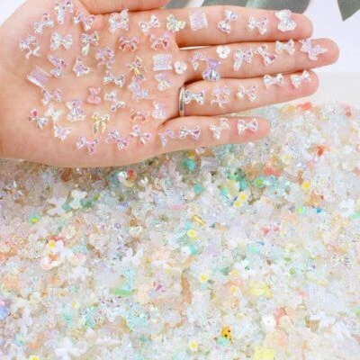 50 PIEZAS Dijes de resina para arte en uñas Aurora arco/oso/mariposa joyería en uñas arte en uñas hágalo usted mismo  Foto 1 de 4