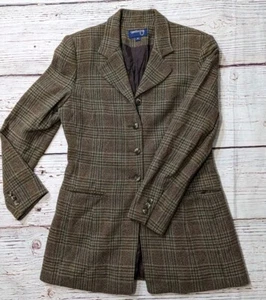 Country Shop Vintage Wool Blazer Sz 6 Brown Plaid Women's Blazer - Picture 1 of 9