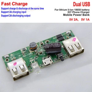 5V 1A 2A Dual USB li-ion Lithium 18650 Battery Charger PCB Module DIY Power Bank - Picture 1 of 5