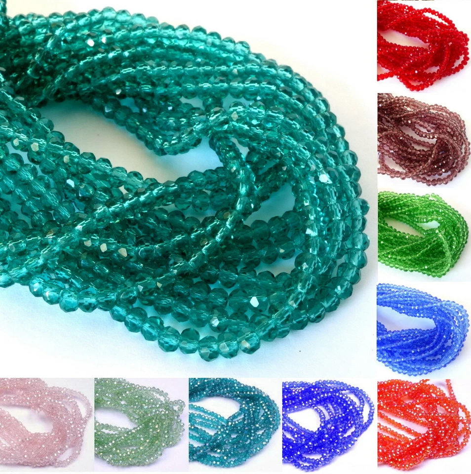 Kristall Perlen Glasschliffperlen Glasperlen Rondell 3x2mm 200 Stück - Bild 1 von 1