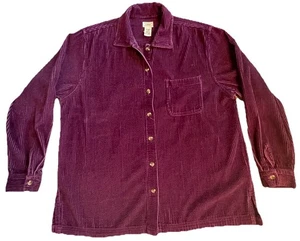 Women's L.L.Bean Comfort Corduroy Relaxed L/S 100% Cotton Plum Size Large EUC - Picture 1 of 9