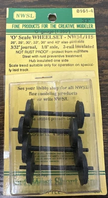 NorthWest Short Line O Scale #8161-4 33" Wheelsets (4 Axles) w/3/32" Journal NIP - Image 1 of 4