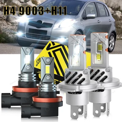 for Toyota Yaris 2006 2007-2014 LED Headlight High/Low Fog Lights 4x Bulbs Kit - Image 1 of 4