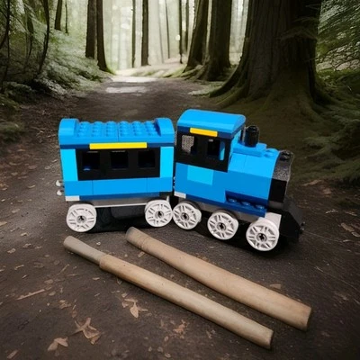 Lego Classic Blue Train With Wheels Engine And Connecting Car Used - Image 1 of 4