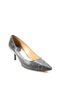 Cole Haan Womens Stiletto Pointed Toe Snake Embossed Pumps Gray Leather Size 7.5 - Picture 1 of 7