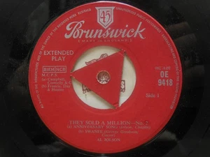 UK Import! Al Jolson – They Sold A Million No.2, 4 Track EP, 45 RPM G+ (29A) - Picture 1 of 2