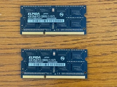 ELPIDA 8GB (2x 4GB) 2RX8 PC3-12800S RAM MEMORY EBJ41UF8BDU5-GN-F, 204-Pin SODIMM - Image 1 of 2