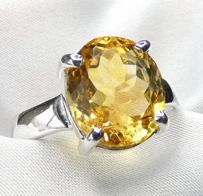 💛Ring 925 Silber Gr. 18,1 (57) goßer, honiggelber Citrin - beste Qualität  💛 - Bild 1 von 4