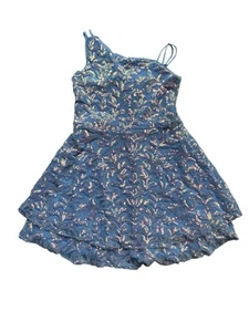 LOVE, NICKIE LEW Nordstrom Kids' Sequin Asymmetric Neck Party Dress Size 8 Blue - Picture 1 of 12