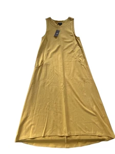 J Jill Wearever Collection Yellow Tank Dress Womens XS Sleeveless Pocket Midi A - Picture 1 of 13