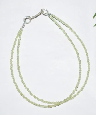 Natural Peridot Gemstone 5" 2 Layer String Handmade Birthstone Silver Bracelet - Image 1 of 4