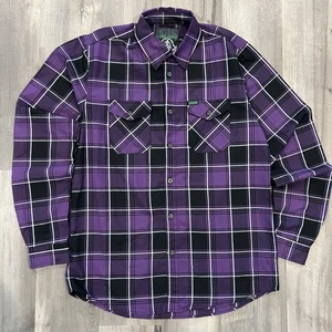 Dixxon Flannel Shirt Purple Plaid The Regan Exorcist Long Sleeve Large Tall - Picture 1 of 6